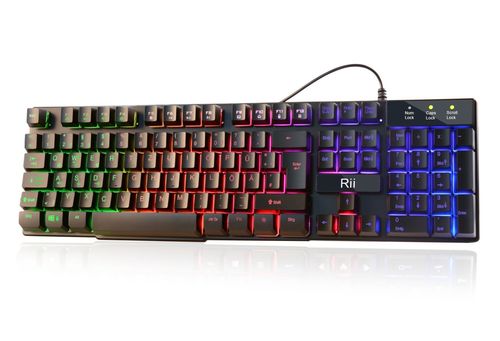 Rii K100+ Tastatur Mischfarbe LED Tastenbeleuchtung Gaming keyboard Deutsch