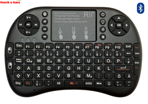 Rii i8+ Rev. 2021 Mini Bluetooth Funk Tastatur Touchpad Keyboard BLE Backlit Deutsch