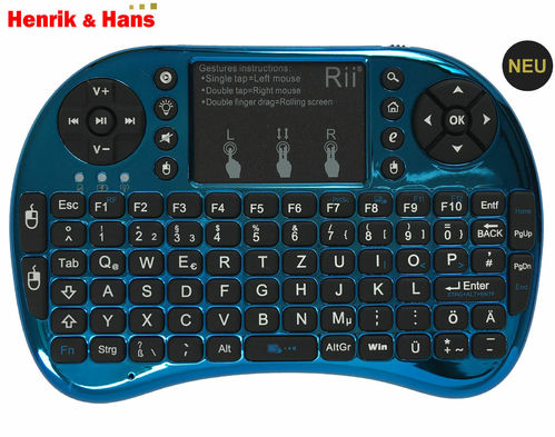 Rii i8+ SPECIAL EDITION Mini Funk kabellos Tastatur Touchpad Keyboard Deutsch + 1 weiter Empfänger