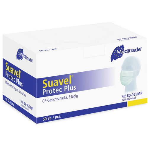 50 Stücke Suavel Protec Plus 80-955MP Einweg OP Masken Mundschutz Atemschutzmaske EN14683 TypII