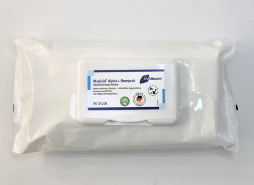 Medizid® Alpha+ Flowpack Oberflächendesinfektion, Hygienetücher, Made in Germany✔️ 1Karton=12 Pkg.