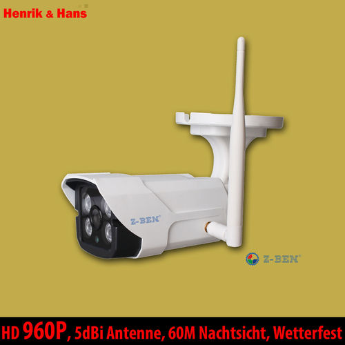 Z-Ben HD 960P WLAN IP Kamera Wetterfest Funk Netzwerk Überwachungskamera Außen Camera