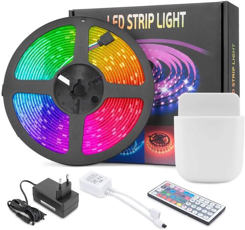 LED Band 5M Streifen, Lichtleiste, RGB Dimmbar, 44 Taste Fernbedienung, Selbstklebend, Wasserdicht