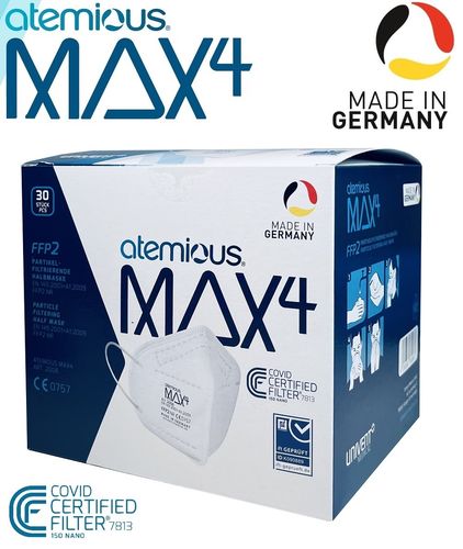 Atemious MAX4 FFP2 Atemschutzmaske,4-Lagig, CCF, Made in Germany,✔️30St. in der OVP