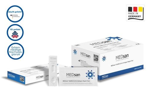 MEDsan® Covid-19 Rachen- und Nasen Antigen Corona Schnelltest, Made in Germany,✔️25 Tests in der OVP