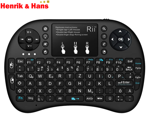Rii i8+ Rev 2021 Mini Funk Kabellos Tastatur Touchpad Wireless Keyboard Backlit Deutsch